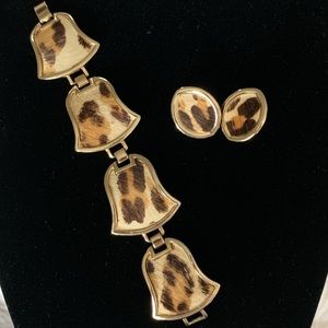 BERGERE Leopard Hair Bracelet and Clip Earrings
